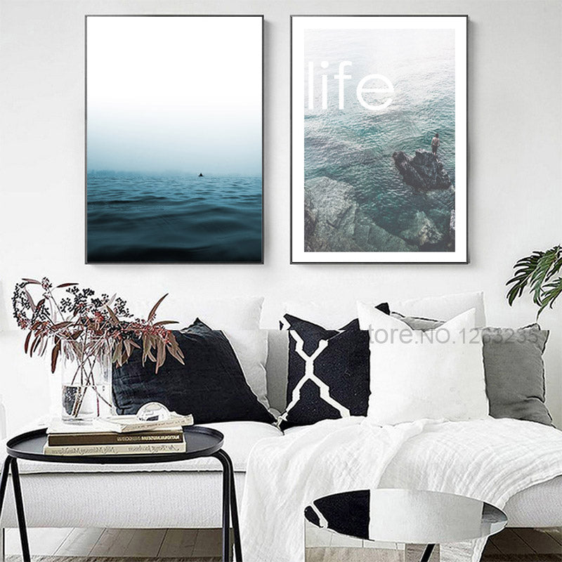 Landscape Painting Forest Sea Nordic Poster Posters And Prints Wall Art Canvas Painting Wall Pictures For Living Room Unframed