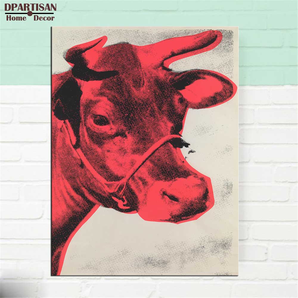 DPARTISAN Study Cow c1966 Yellow and Pink Others pop art print Wall Painting picture Home abstract Decorative Art Picture