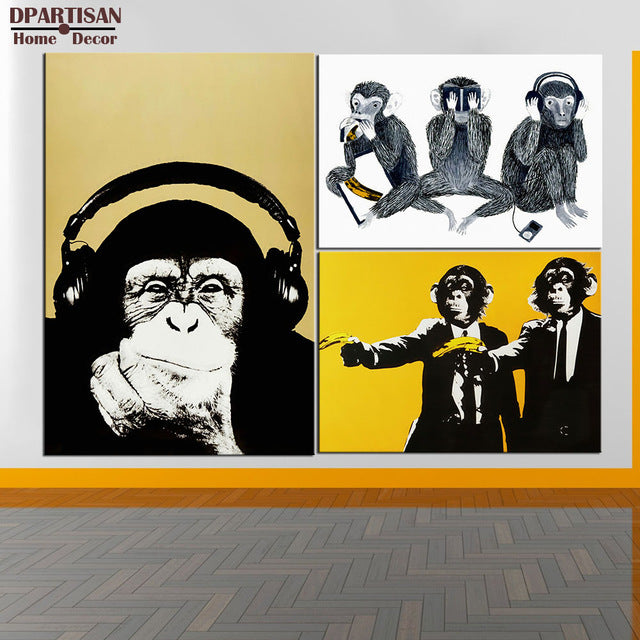 DPARTISAN study music monkey wall pictures oil painting print canvas top idea decor wall art for wall painting no frame