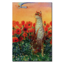 Load image into Gallery viewer, Vladimir Rumyantsev fly on the flower cat world oil painting wall Art Picture Paint on Canvas Prints wall painting no framed
