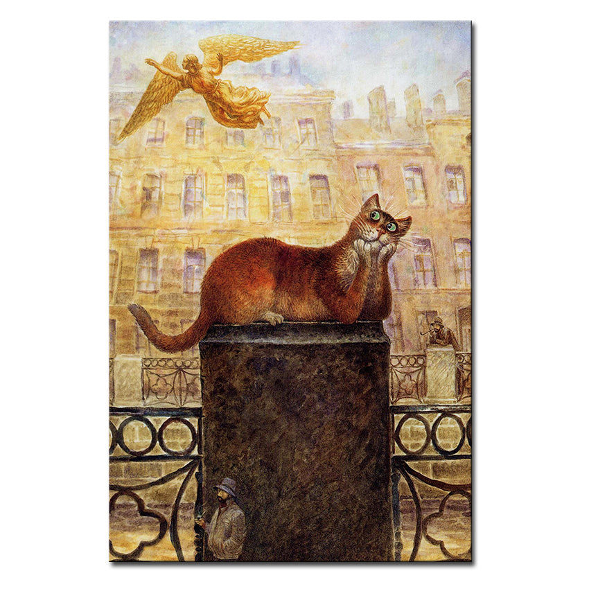 Vladimir Rumyantsev lay down cat world oil painting wall Art Picture Paint on Canvas Prints wall painting no framed