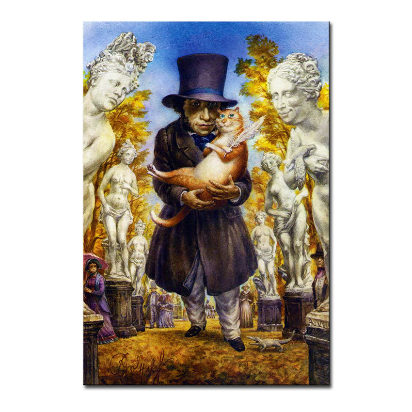 Vladimir Rumyantsev hat with cat world oil painting wall Art Picture Paint on Canvas Prints wall painting no framed