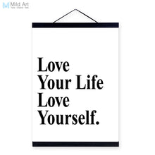 Load image into Gallery viewer, Black White Motivational Typography Love Quote Wooden Framed A4 Canvas Painting Home Decor Wall Art Print Picture Poster Scroll
