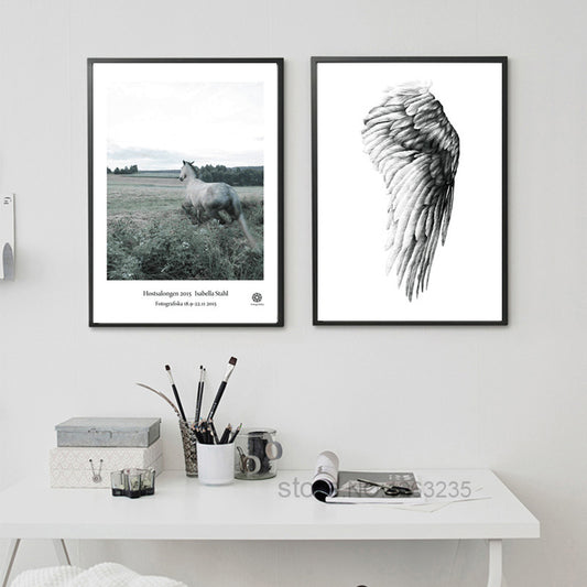 Angel Wings Posters And Prints Horse Wall Art Canvas Painting Wall Pictures For Living Room Nordic Decoration Poster Unframed