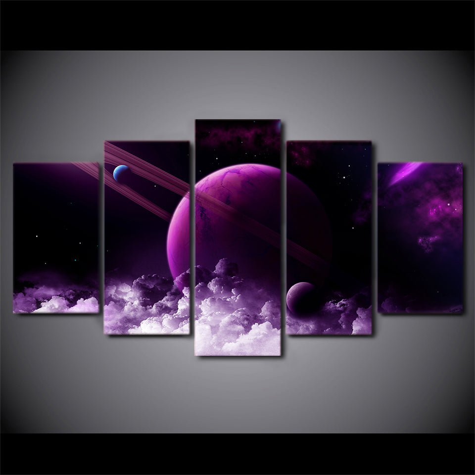 HD printed 5 Piece Canvas Painting Universe Galaxy Purple Posters Modular Wall Pictures for Living Room Home Decor NY-7270C