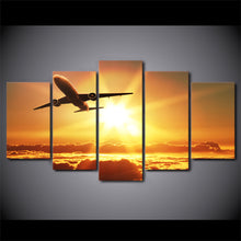 Load image into Gallery viewer, HD Printed 5 Piece Canvas Art Airplane Sunset Painting Wall Pictures Posters For New year Decoration  Free Shipping CU-2746C
