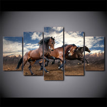 Load image into Gallery viewer, HD Printed 5 Piece Canvas Art Galloping Wild Black Horses Painting Wall Pictures for Living Room Decor Free Shipping NY-7110C
