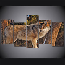 Load image into Gallery viewer, HD Printed 5 Piece Canvas Art Brown Wild Wolf  Painting Framed Wall Pictures for Living Room Decoration Free Shipping NY-7105A

