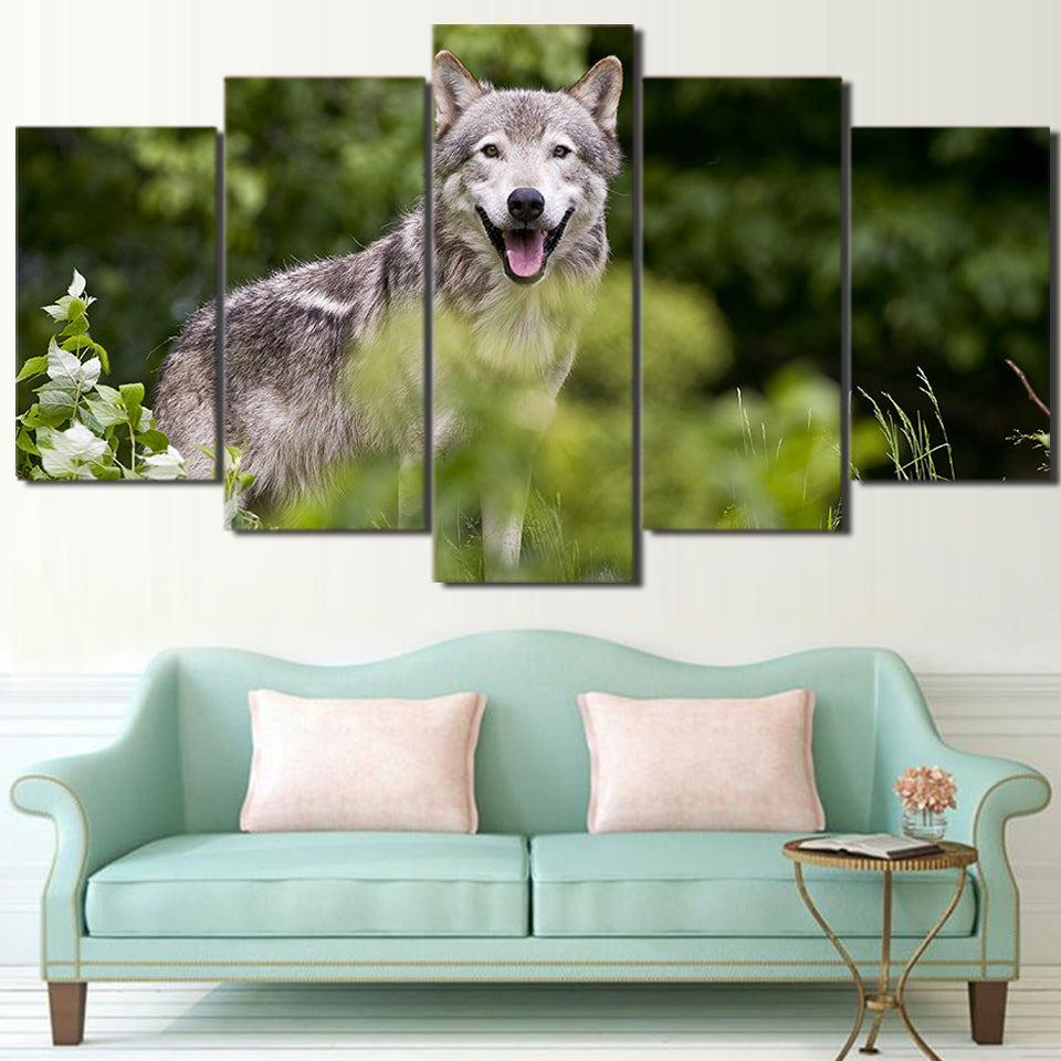 HD Printed 5 Piece Canvas Art Wild Forest Wolf Painting Wall Pictures for Living Room Modern Free Shipping CU-2295C