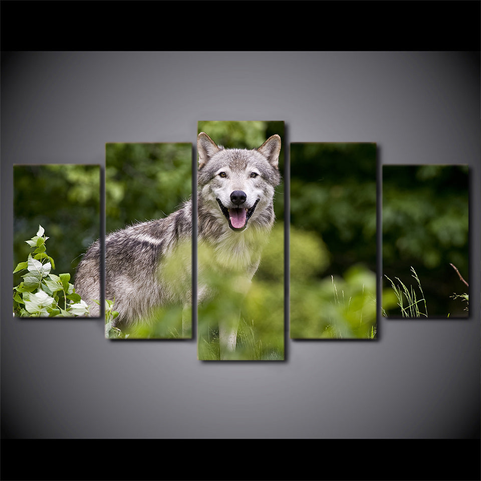 HD Printed 5 Piece Canvas Art Wild Forest Wolf Painting Wall Pictures for Living Room Modern Free Shipping CU-2295C