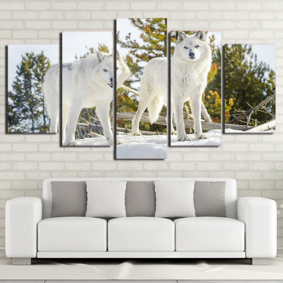 HD Printed 5 Piece Canvas Art White Wolf Painting Modular Framed Wall Pictures for Living Room Modern Free Shipping CU-2207B