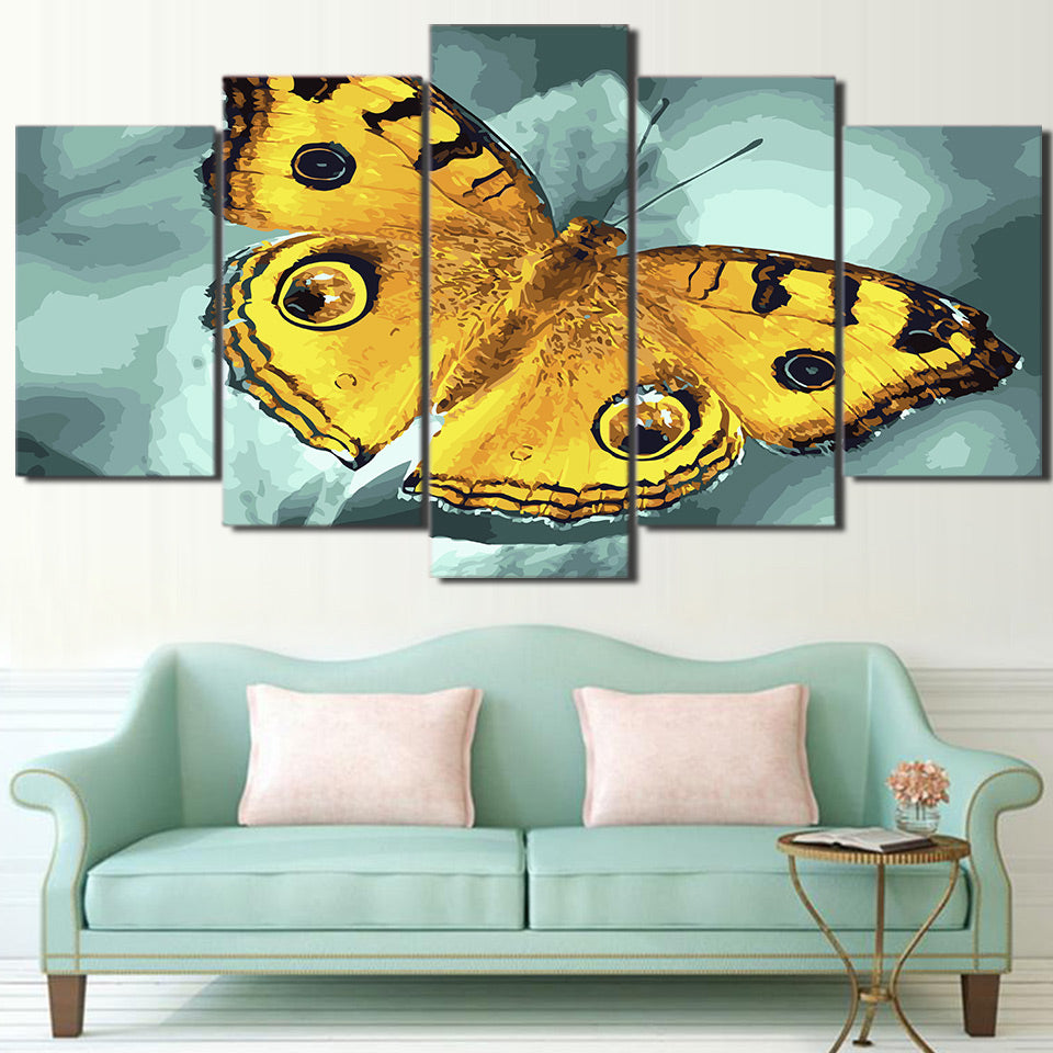 HD Printed 5 Piece Canvas Art Flying Yellow Butterfly Painting Wall Pictures for Living Room Modern Free Shipping NY-7045A