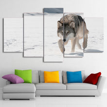 Load image into Gallery viewer, HD printed 5 Piece Canvas Art Snow Wolf Painting Animal Wall Pictures for living room Modern Modular Free Shipping CU-2103A
