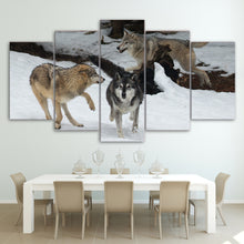 Load image into Gallery viewer, HD printed 5 piece canvas art wolf playing in the snow painting wall pictures for living room modern free shipping CU-2039A
