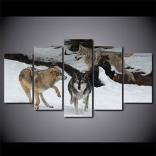 Load image into Gallery viewer, HD printed 5 piece canvas art wolf playing in the snow painting wall pictures for living room modern free shipping CU-2039A
