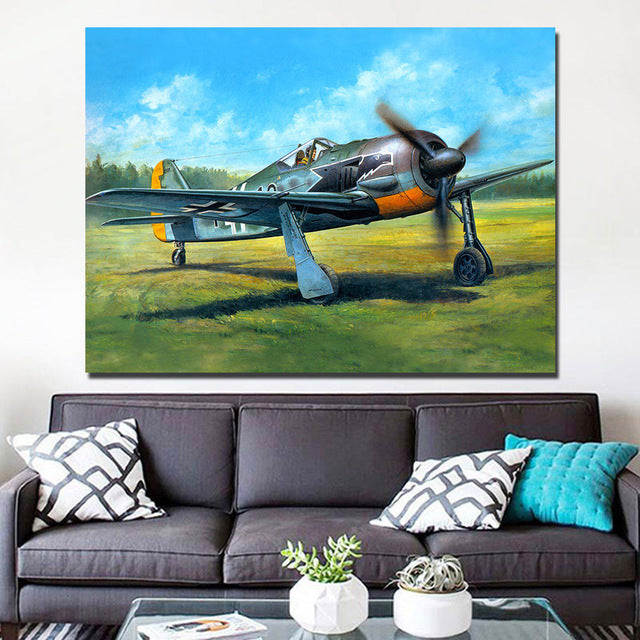 HD Printed canvas art airplane take off on green grass painting poster Home Decor wall pictures for living room Artsailing