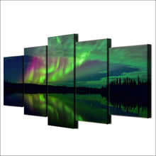 Load image into Gallery viewer, HD Printed 5 Piece Canvas Art Aurora Lake Shadow Landscape Painting Wall Pictures for Living Room Modern Free Shipping NY-6792B
