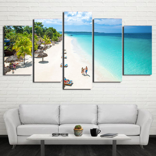 HD Printed 5 Piece Canvas Art Tropical Beach Painting Blue Sea Wall Pictures for Living Room Home Decor Free Shipping CU-2344A