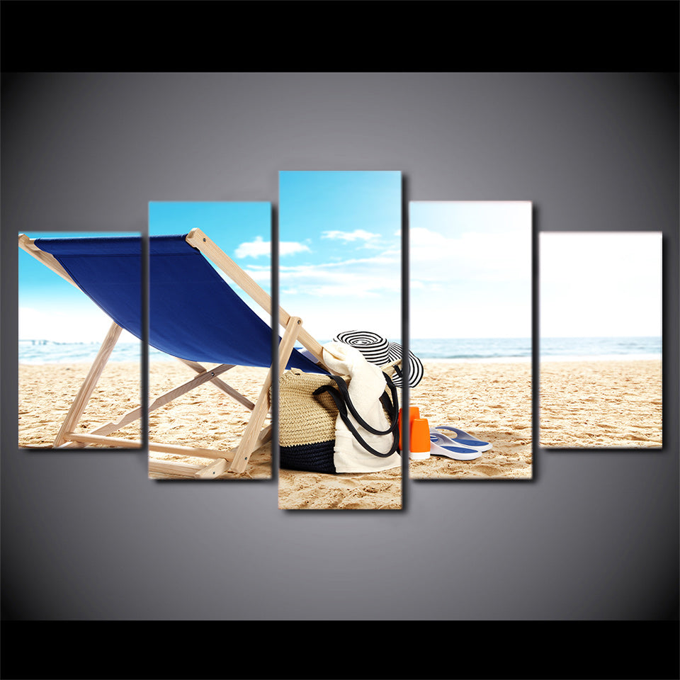 HD Printed 5 Piece Canvas Art Beach Painting Clothes Framed  Wall Pictures Decor Framed Modular Painting Free Shipping CU-2079C