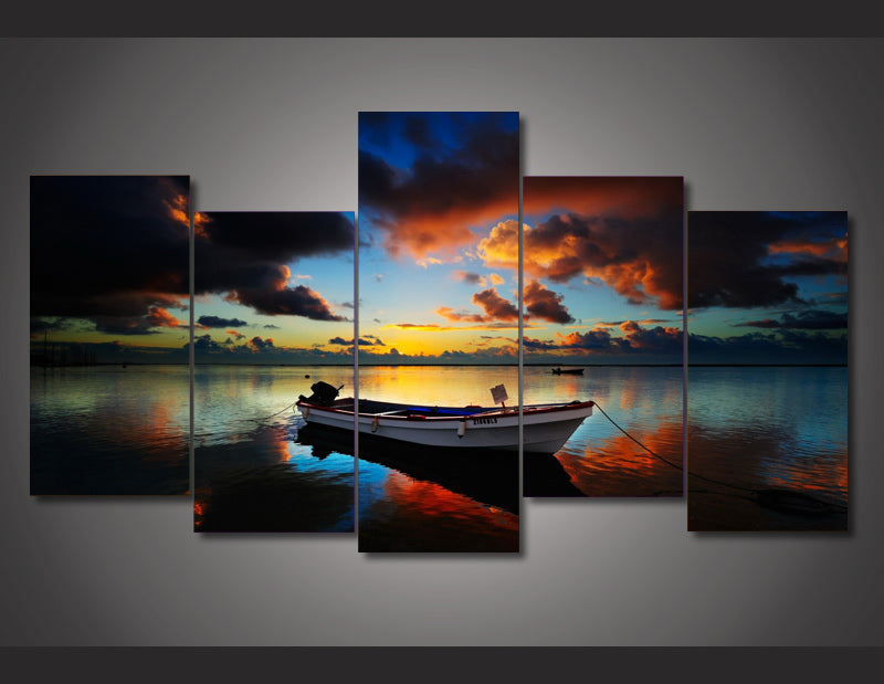 HD Printed Sunset sky seaside boat Painting Canvas Print room decor print poster picture canvas Free shipping/ny-2575