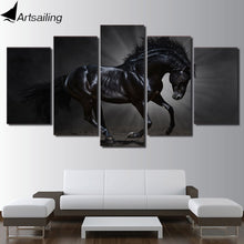 Load image into Gallery viewer, HD Printed canvas art running black horse painting steed poster Home Decor wall pictures for living room Artsailing
