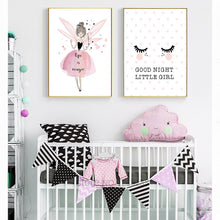 Load image into Gallery viewer, Little Girl Pink Nursery Posters And Prints Fairy Nordic Poster Wall Art Canvas Painting Wall Pictures For Living Room Unframed
