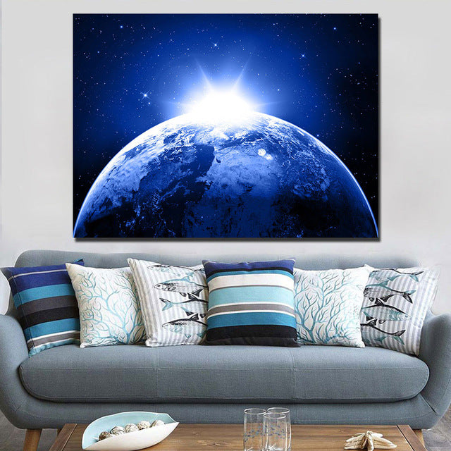 HD Printed canvas art earth planet stars space sunlight painting poster Home Decor wall pictures for living room Artsailing