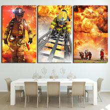 Load image into Gallery viewer, HD Printed 3 Piece Canvas Art Fireman Fire Flame Fighting Painting Wall Pictures for Living Room Modern Free Shipping NY-6918D
