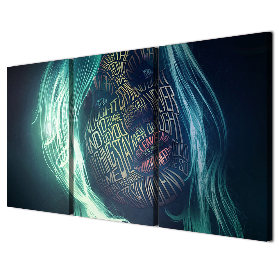 HD printed 3 piece canvas art women letter graffiti face Painting abstract painting posters and prints Free shipping/NY-6553