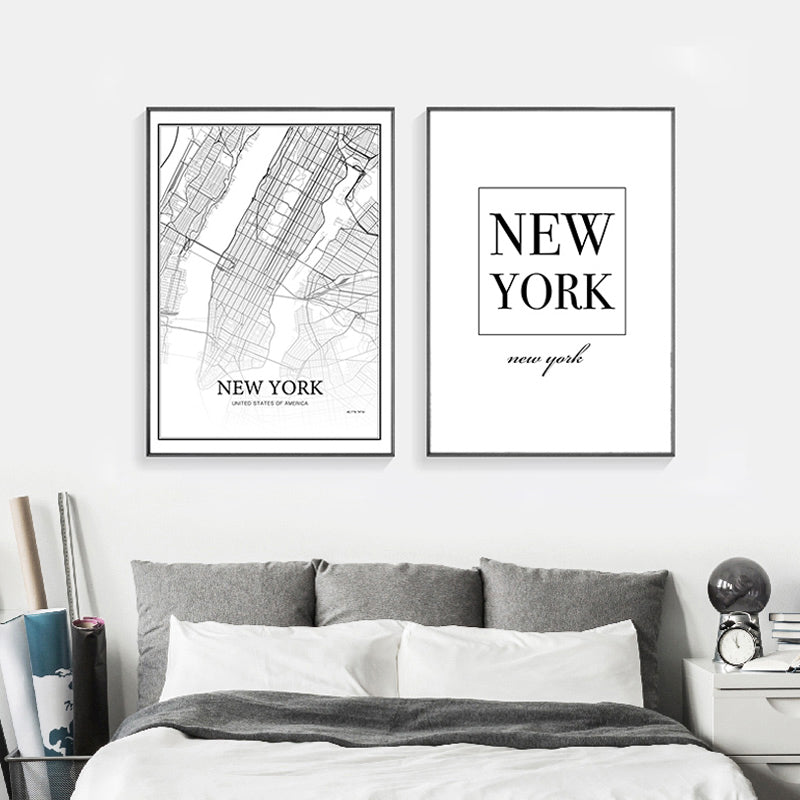 900D Nordic Style Canvas Art Print Painting Poster, New York City Map Wall Pictures for Home Decoration, Wall Decor NOR39