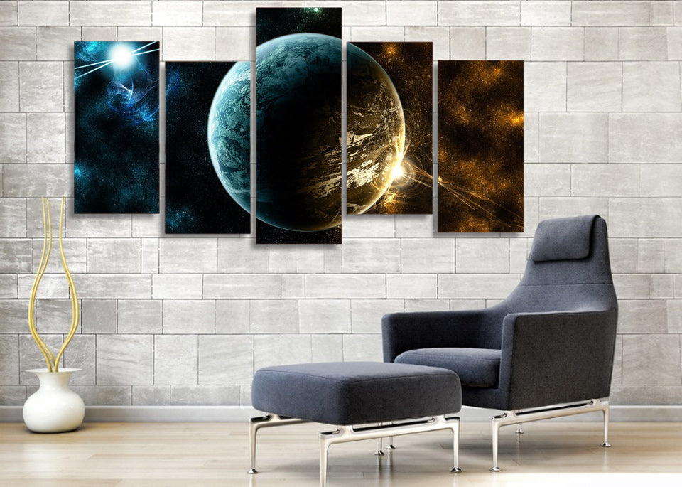 5 piece HD Printed planet universe Starry sky Painting Canvas Print room decor print poster picture canvas Free shipping/ny-6080