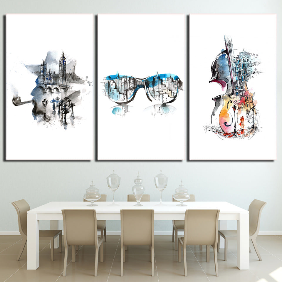 HD Print 3 piece Canvas Art Abstract Elegant Guitar Painting Music Wall Poster and Prints Room Decor Free Shipping  CU-2774C