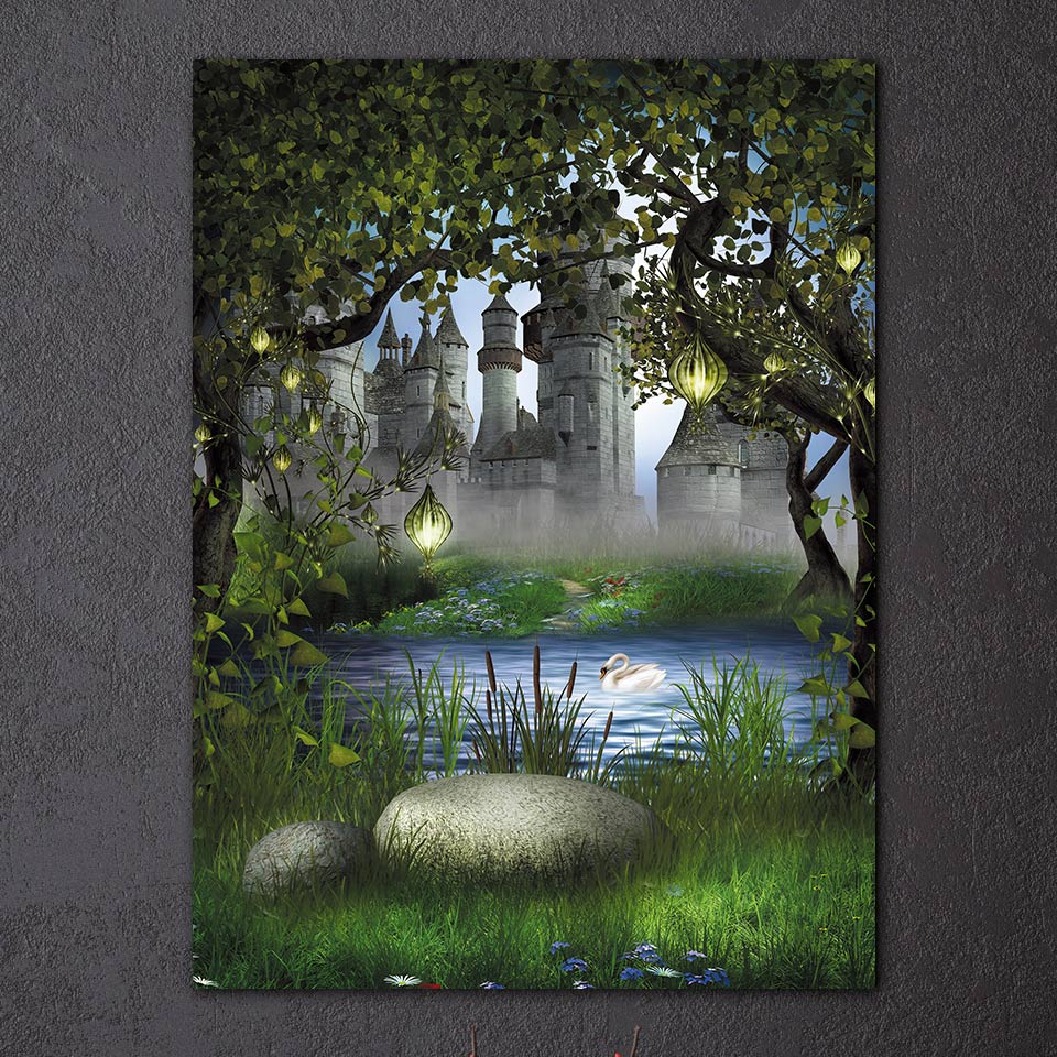 HD Printed 1 Piece Canvas Art Forest Castle Fairy Tale Wonderland Painting Wall Pictures for Living Room Free Shipping ny-6910D