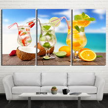 Load image into Gallery viewer, HD Printed 3 Piece Canvas Art Fruit Cold Drink Painting Tropical Seascape Wall Pictures for Living Room Free shipping NY-6971D
