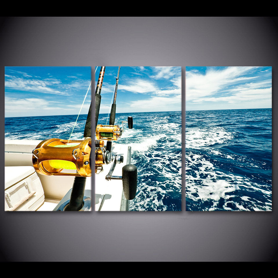 HD printed 3 piece yacht blue sea seascape wall pictures for living room wall art posters and prints Free shipping CU-1417B