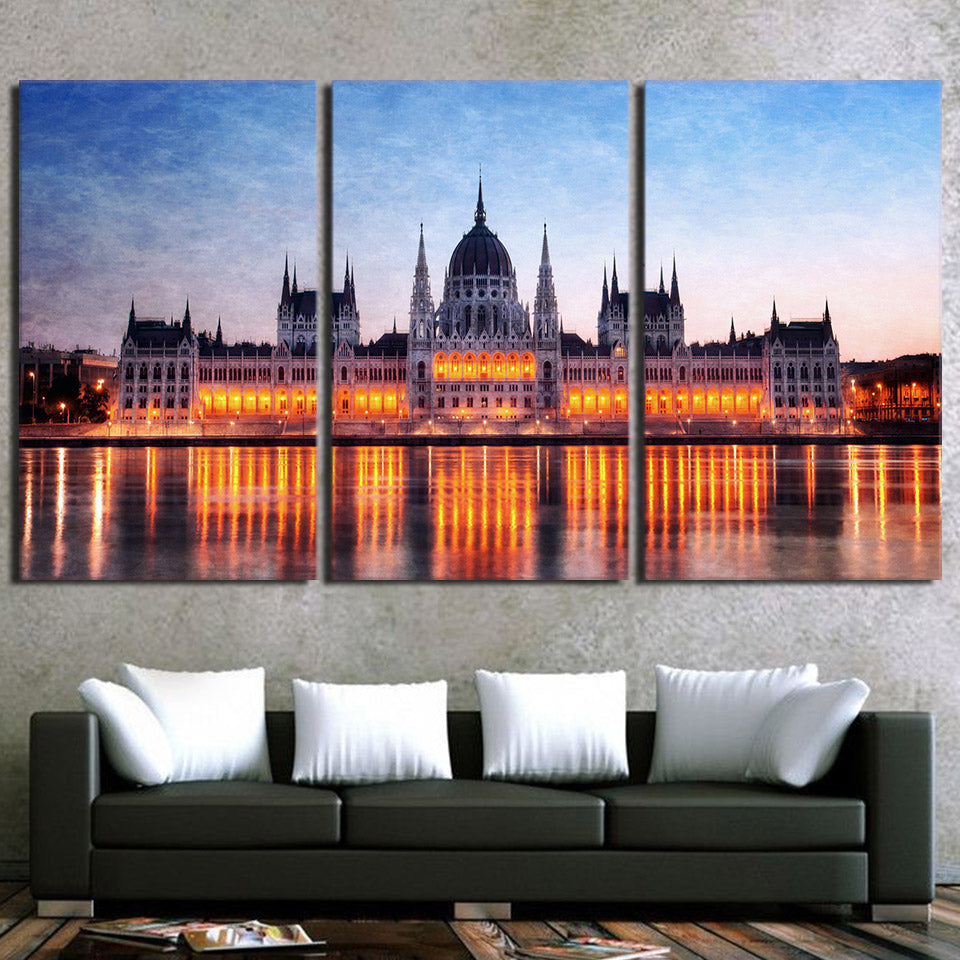 HD printed 3 piece canvas art water European palace canvas Painting wall pictures for living room posters Free shipping/ny-6717A