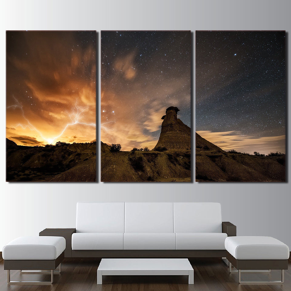 HD printed 3 piece canvas art starry sky mountains canvas painting wall pictures for living room decor Free shipping/ny-6718A