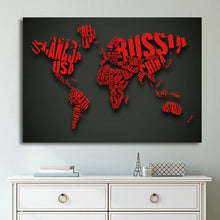 Load image into Gallery viewer, HD Printed 1 Piece World Map Red Contour Canvas Painting Animal Canvas Prints Posters and Prints Free Shipping CU-2699D
