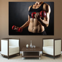 Load image into Gallery viewer, HD Printed 1 Piece Canvas Art Sexy Figure Dumbbells Muscle Fitness Painting Framed Wall Art Canvas Prints Free Shipping NY-6915D

