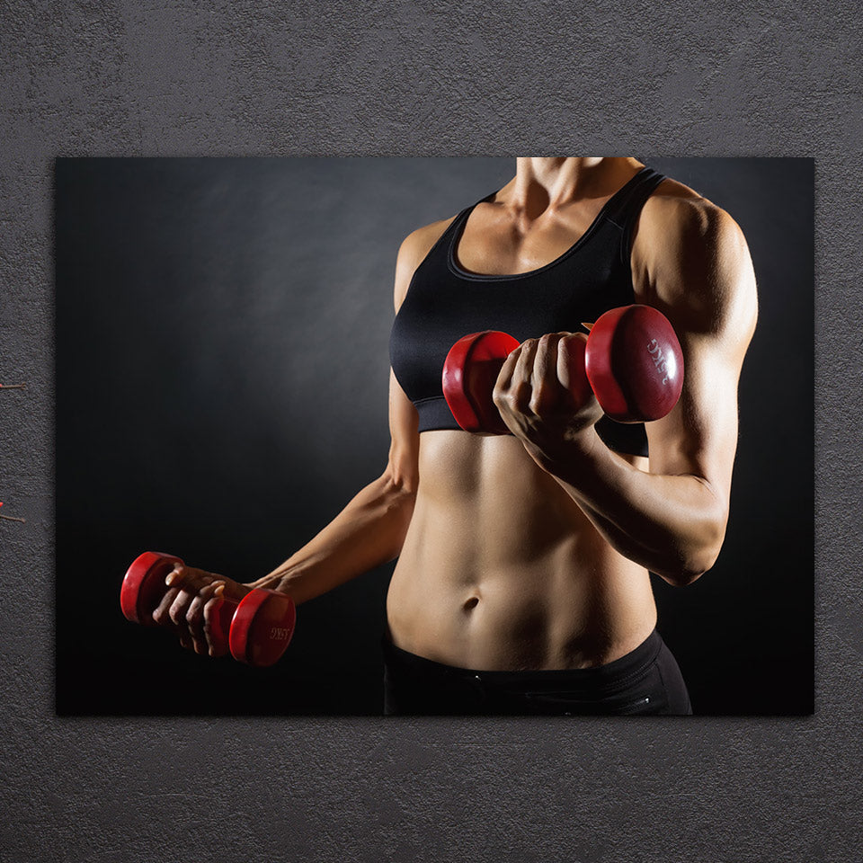 HD Printed 1 Piece Canvas Art Sexy Figure Dumbbells Muscle Fitness Painting Framed Wall Art Canvas Prints Free Shipping NY-6915D