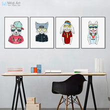 Load image into Gallery viewer, Modern Abstract Hippie Fashion Animals Rabbit Dog Canvas A4 Art Print Poster Wall Picture Kids Room Home Decor Painting No Frame
