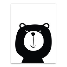 Load image into Gallery viewer, Black White Kawaii Animal Bear Rabbit Poster A4 Nordic Baby Kids Room Wall Art Print Pictures Home Deco Canvas Painting No Frame
