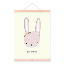 Load image into Gallery viewer, Kawaii Animal Quote Rabbit Cat A4 Wooden Framed Poster Nordic Baby Room Wall Art Canvas Painting Picture Print Home Decor Scroll
