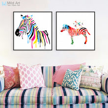 Load image into Gallery viewer, Modern Minimalist Animals Colorful Zebra Canvas Large Art Print Poster Abstract Wall Picture Living Room Decor Painting No Frame
