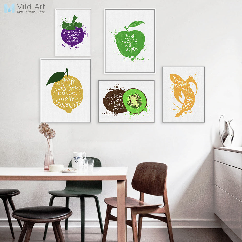 Modern Watercolor Multi Fruit Quotes Canvas A4 Art Print Poster Inspirationa Wall Picture Living Room Home Deco Paintin No Frame