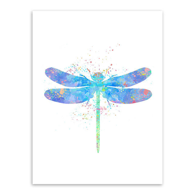 Original Watercolor Dragonfly Poster Prints Animal Picture Hipster Home Wall Art Decoration Canvas Painting No Frame Girls Gifts