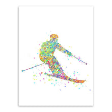 Load image into Gallery viewer, Triptych Modern Abstract Watercolor Skiing Art Print Poster Sports Man Wall Picture Canvas Painting Boys Room Home Deco No Frame
