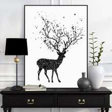 Load image into Gallery viewer, Modern Black White Deer Head A4 Art Print Poster Abstract Tree Bird Animal Wall Canvas Picture Home Decor Painting No Frame Gift
