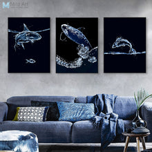 Load image into Gallery viewer, Abstract Water Drop Ocean Wave Fish Whale Shark Posters Nordic Living Room Wall Art Pictures Home Decor Canvas Painting No Frame
