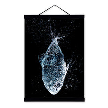 Load image into Gallery viewer, Black Abstract Water Drop Fish Whale Shark Poster Wooden Framed Canvas Painting Living Room Home Decor Wall Art Pictures Scroll
